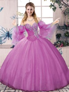 Discount Floor Length Ball Gowns Sleeveless Lilac Vestidos de Quinceanera Lace Up