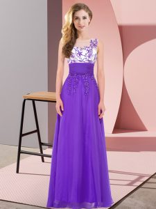 Most Popular Floor Length Purple Court Dresses for Sweet 16 Scoop Sleeveless Backless