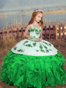Organza Sleeveless Floor Length Custom Made Pageant Dress and Embroidery