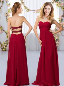 Wine Red Court Dresses for Sweet 16 Wedding Party with Beading Sweetheart Sleeveless Criss Cross