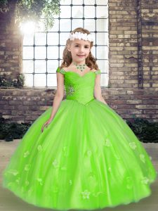 Sleeveless Tulle Lace Up Little Girl Pageant Dress for Party and Wedding Party