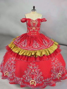 Elegant Satin Sleeveless Floor Length 15th Birthday Dress and Embroidery