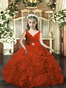 Best Sleeveless Backless Floor Length Beading and Ruching Pageant Gowns For Girls