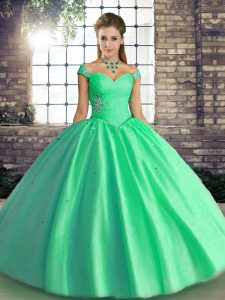 Designer Turquoise Sleeveless Beading Floor Length Vestidos de Quinceanera