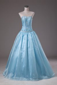 Amazing Organza Sleeveless Floor Length Quinceanera Gowns and Beading