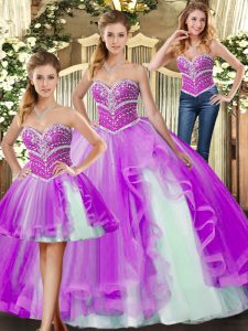 High Class Floor Length Ball Gowns Sleeveless Lilac 15th Birthday Dress Lace Up