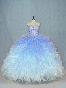 Pretty Multi-color 15th Birthday Dress Sweet 16 and Quinceanera with Beading and Ruffles Sweetheart Sleeveless Lace Up