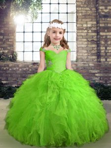 Smart Sleeveless Tulle Lace Up Kids Formal Wear for Party and Wedding Party