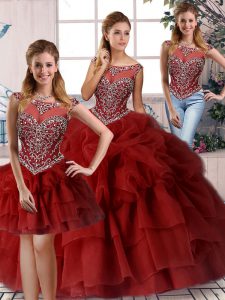 Exquisite Organza Sleeveless Sweet 16 Quinceanera Dress Brush Train and Beading and Pick Ups