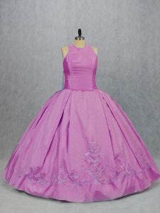 Lilac Scoop Lace Up Embroidery Quinceanera Dresses Sleeveless