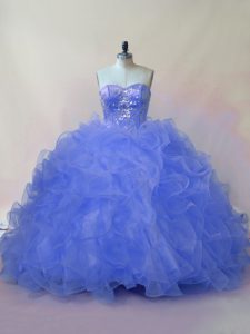Romantic Floor Length Blue 15 Quinceanera Dress Sweetheart Sleeveless Lace Up
