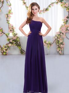 Hot Selling Floor Length Empire Sleeveless Purple Damas Dress Zipper