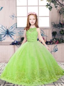 Fantastic Floor Length Ball Gowns Sleeveless Yellow Green Little Girl Pageant Dress Backless