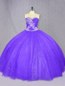 Designer Purple Sleeveless Tulle Lace Up Vestidos de Quinceanera for Sweet 16 and Quinceanera