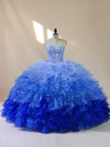 Multi-color Sweetheart Neckline Beading and Ruffles Vestidos de Quinceanera Sleeveless Lace Up
