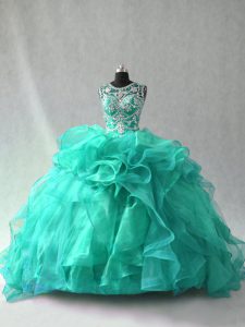 Classical Sleeveless Beading and Ruffles Lace Up Quinceanera Gowns