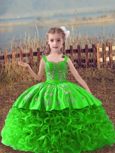 Captivating Sleeveless Embroidery Lace Up Kids Formal Wear with Sweep Train