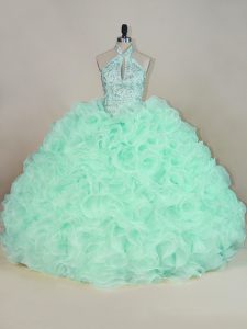 Discount Sleeveless Brush Train Lace Up Beading and Ruffles Quinceanera Gowns