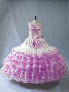 Traditional Lilac Sleeveless Organza Lace Up Sweet 16 Dresses for Sweet 16 and Quinceanera
