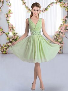 New Style Chiffon Sleeveless Knee Length Court Dresses for Sweet 16 and Beading