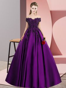 Modern Eggplant Purple Sleeveless Lace and Appliques Floor Length Sweet 16 Dresses