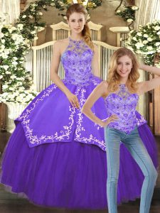 Great Sleeveless Lace Up Floor Length Beading and Embroidery Sweet 16 Dresses
