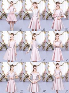 Vintage Satin Halter Top Sleeveless Lace Up Ruching Court Dresses for Sweet 16 in Baby Pink