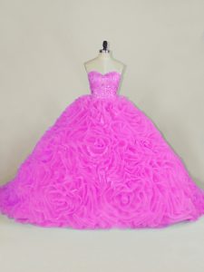 Lilac Sweetheart Neckline Beading and Ruffles Quinceanera Dress Sleeveless Lace Up