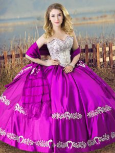High End Purple Lace Up 15 Quinceanera Dress Embroidery Sleeveless Floor Length