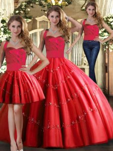 Floor Length Red Sweet 16 Quinceanera Dress Halter Top Sleeveless Lace Up