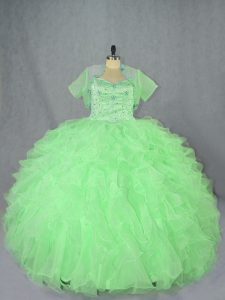 Dramatic Organza Sweetheart Sleeveless Lace Up Beading and Ruffles Sweet 16 Dresses in