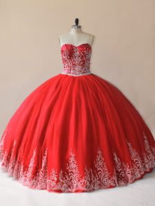 Chic Floor Length Red 15 Quinceanera Dress Sweetheart Sleeveless Lace Up