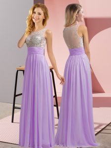Latest Lavender Sleeveless Chiffon Side Zipper Damas Dress for Wedding Party