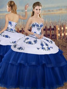 Sweetheart Sleeveless Lace Up Sweet 16 Dresses Royal Blue Tulle