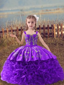 Luxurious Ball Gowns Sleeveless Lavender Pageant Gowns For Girls Sweep Train Lace Up