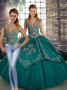 Sleeveless Lace Up Floor Length Beading and Embroidery Ball Gown Prom Dress