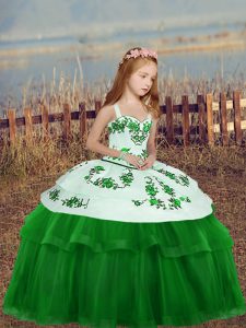 Custom Design Sleeveless Zipper Floor Length Embroidery Pageant Gowns For Girls