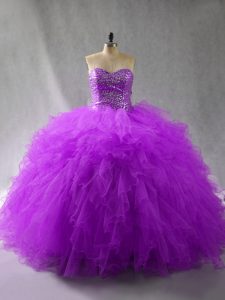 Best Selling Floor Length Purple Quinceanera Dress Sweetheart Sleeveless Lace Up