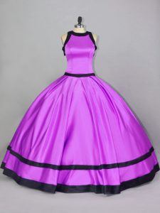 Sleeveless Floor Length Ruching Zipper Sweet 16 Dress with Lilac