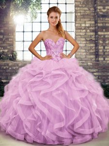 Nice Floor Length Ball Gowns Sleeveless Lilac Quinceanera Dress Lace Up