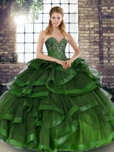 Sumptuous Sleeveless Lace Up Floor Length Beading and Ruffles Sweet 16 Dress