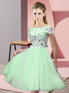Customized Short Sleeves Tulle Lace Up Dama Dress for Quinceanera for Wedding Party