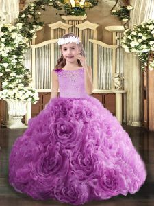 Dramatic Ball Gowns Child Pageant Dress Lilac Scoop Fabric With Rolling Flowers Sleeveless Floor Length Zipper