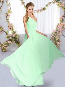 Edgy One Shoulder Sleeveless Chiffon Court Dresses for Sweet 16 Ruching Lace Up
