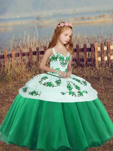 Organza Sleeveless Floor Length Little Girls Pageant Dress Wholesale and Embroidery