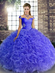 Exceptional Blue Sleeveless Beading Floor Length Quinceanera Dress