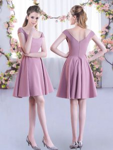 Mini Length Zipper Dama Dress Pink for Wedding Party with Ruching