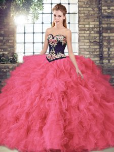 Dynamic Tulle Sleeveless Floor Length Sweet 16 Quinceanera Dress and Beading and Embroidery