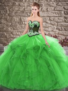 Green Vestidos de Quinceanera Sweet 16 and Quinceanera with Beading and Embroidery Sweetheart Sleeveless Lace Up