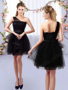 Exquisite Mini Length Side Zipper Quinceanera Dama Dress Black for Prom and Party and Wedding Party with Lace